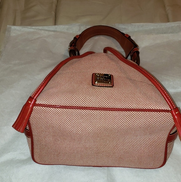 Dooney and Bourke Woven Canvas Drawstring Bag w/Pouch Color Red - Picture 5 of 10